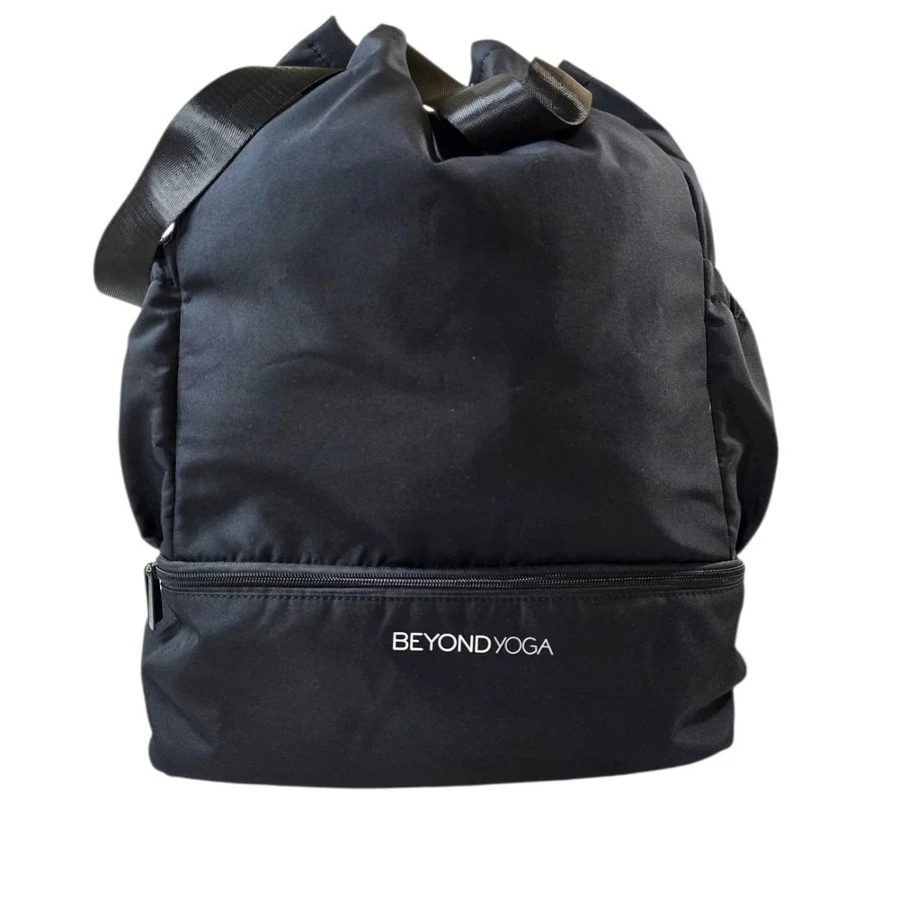 Black Drawstring Beyond Yoga Gym Backpack Convertible‎ Unisex Bag